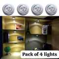 Mini LED Battery Powered Wireless Stick Tap Touch Lamp Stick-on Push Light Wall Staircase Rack Cabinet Kitchen Car ( Battery Not Included ) pack of 4. 