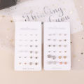 12Pairs/set Small Stud Earrings Set For Women Simple Geometric Rhinestone Earrings Fashion Party Jewelry Encounter. 