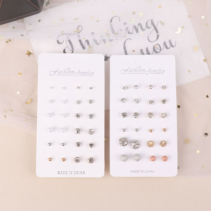 12Pairs/set%20Small%20Stud%20Earrings%20Set%20For%20Women%20Simple%20Geometric%20Rhinestone%20Earrings%20Fashion%20Party%20Jewelry%20Encounter%20-%20Image%203