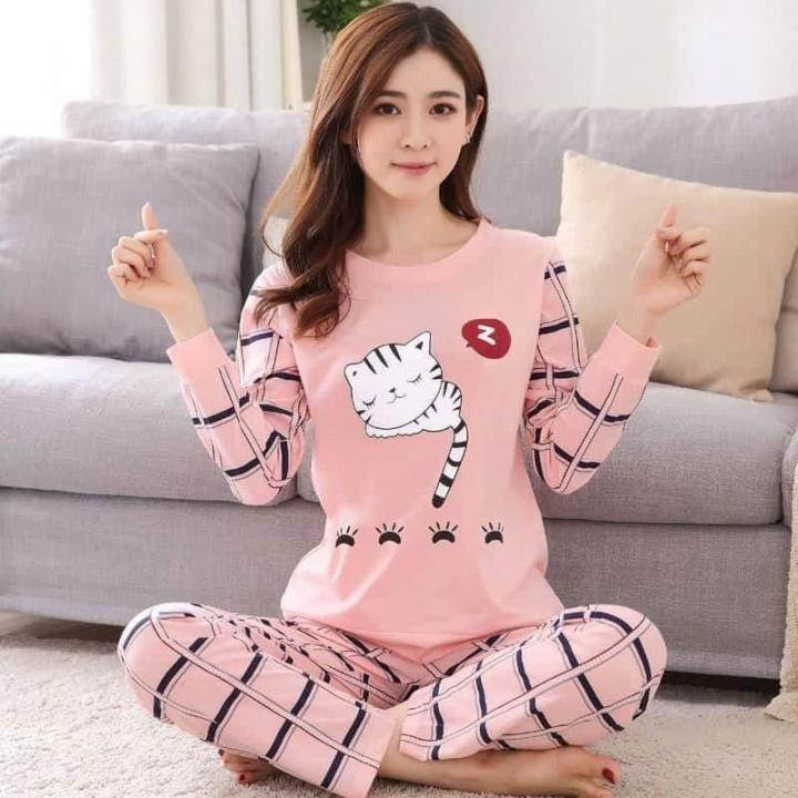 Cat Sleep Printed Night wear suit for women