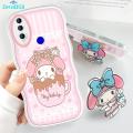 ZeroQiQi for Huawei Y9 Prime 2019 Back Cover With Free Holder Pink Melody Wavy Phone Case Camera Protection Transparent TPU Soft Cover for Girls. 