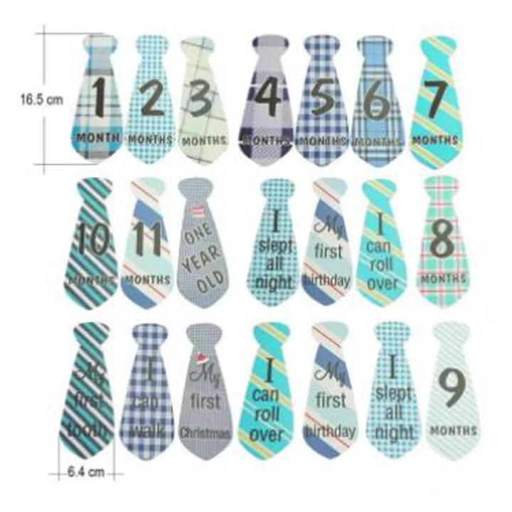 Tie Baby Boy Monthly Milestone Stickers Belly Stickers 12 Months and 12 Bonus Milestones Stickers