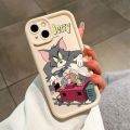 For Redmi A3 Back Cover Cartoon Tom Jerry Pattern Mobile Cover Soft Square Ladder Silicone Phone Case. 
