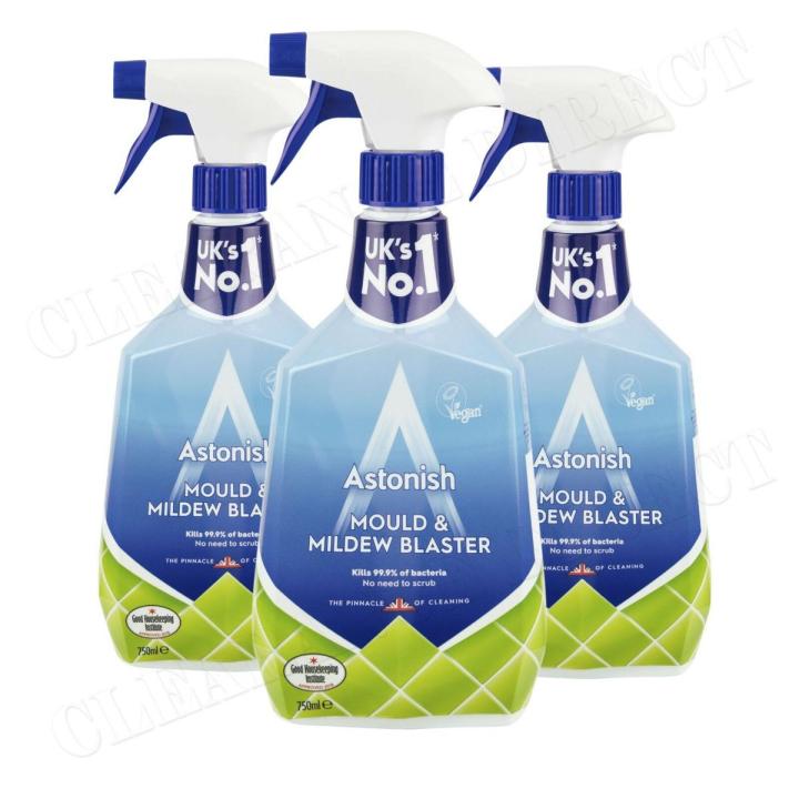 Astonish Mould & Mildew Remover Spray 750ml Killer & Removes Mold Bacteria - 3 Pack