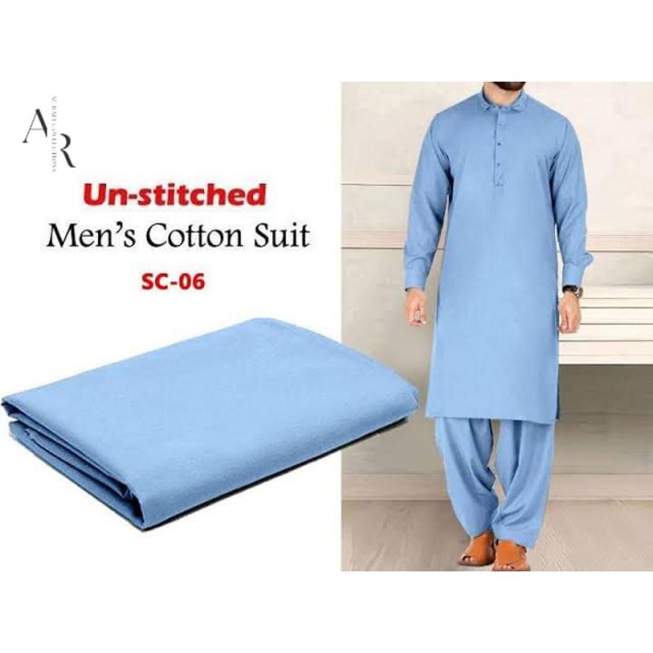 Sky Blue  Cotton Pure 100% original  Soft unstitched suit for men summer collection premium quality