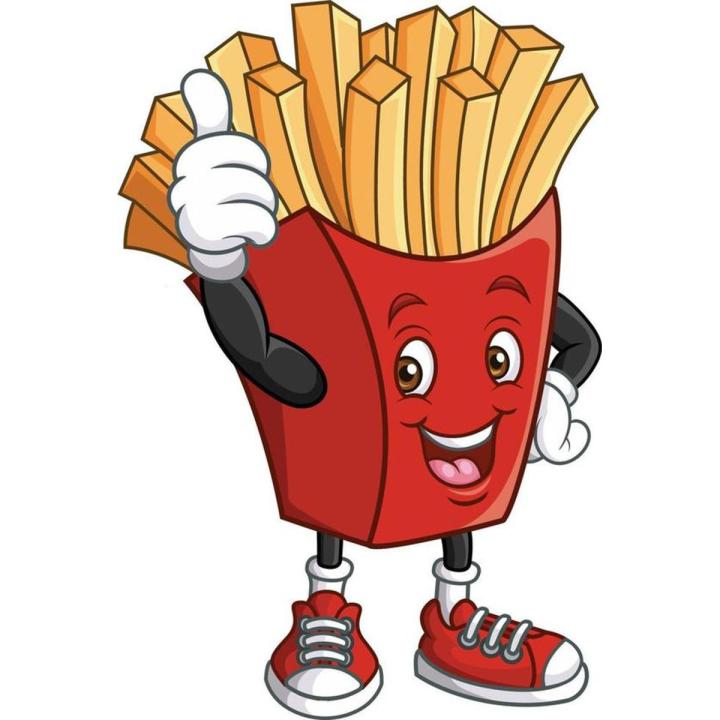 Happy French Fries Stickers - 2 - 3 inch Approx - Aesthetic Art Stickers for mobile back, Laptop, dairy and for decorating your stuff and making them look more attractive
