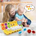 Kids Matching Eggs Shapes and Colors set for Toddlers, 6 Pcs or 12PCS Preschool Educational Learning Color & Shape Recognition STEM Toy– Montessori Geometric Eggs – Sorting Fine Motor Skills, Easter Gifts Basket Stuffers. 