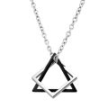 Geometry Interlocking Square Triangle Male Pendant for Men Alloy Modern Trendy Geometric Stacking Street wear Necklace. 