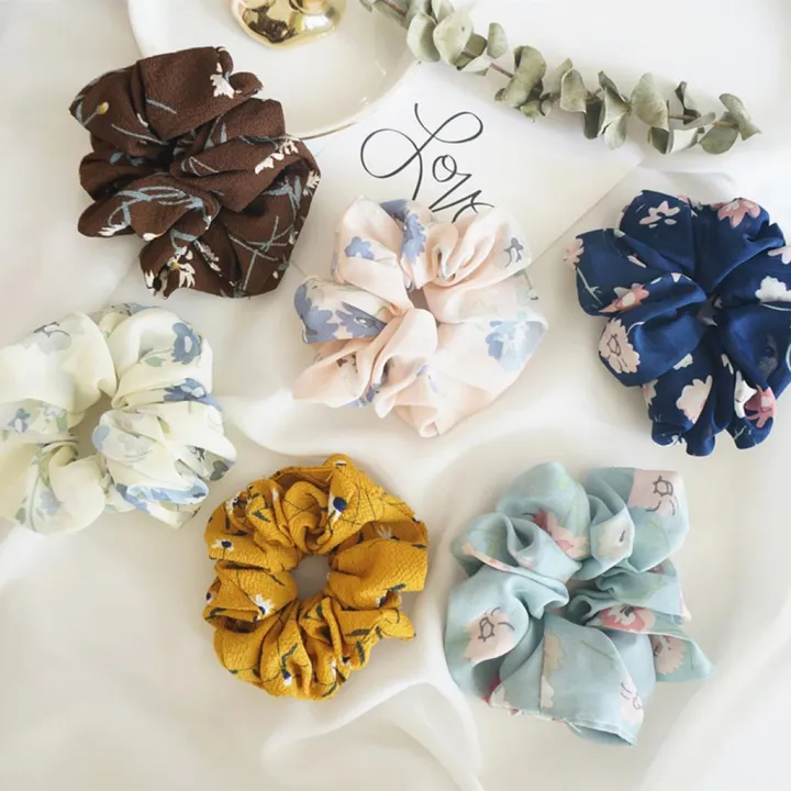 6pcs%20Large%20Women's%20Chiffon%20Flower%20Hair%20Scrunchies%20Hair%20Bow%20Chiffon%20Ponytail%20Hold%20-%20Image%203