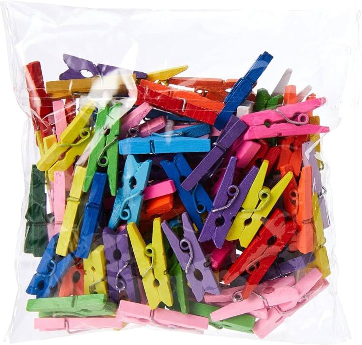 Keep Smiling Pack of 60 Pcs Multicolour Wooden Pegs for Arts and Crafts ...