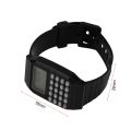 MA Students Calculator Digital Watch Solid Color Silicone Calculator Wrist Watch-black. 