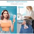 Pack of 02 - Mini Portable fans rechargeable battery | USB Cooling Fan Super Strong hanging fan | Portable Personal Fan Super Quiet Fan Cooling Fan Summer | Fan for Outdoor with Face mask. 