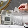 Makeup Cotton Pad Swabs Storage Holder Box Portable INS Multifunction Desk Tray with Lid Transparent Acrylic Cosmetic Container Crystal Jewelry Organizer Case. 