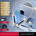 （New）Porui LED Diplay Wirele Bluetooth 5.3 Headphone Neck Hanging Magnetic Headet Memory Collar Aborption Earphone Cable port In Ear Earphone with Mic. 