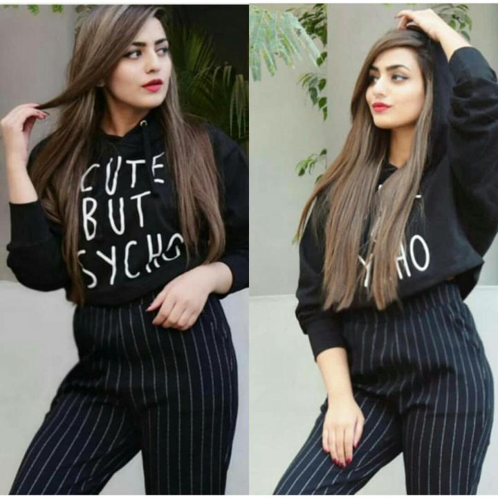 BLACK CUTE BUT PSYCHO CROPPED HOODIE FOR WOMEN