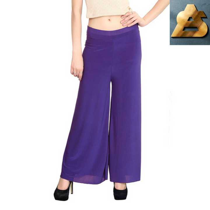 Purple Plain Plazo Women's Clothing Straight Leggings Ankle Length Wide Waistband Comfortable Fit