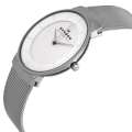 Skagen Nicoline White Dual Silver Mesh Bracelet Watch For Women SKW2075. 