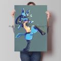 Personalised Lucario Riolu Anime Figures Vintage Abstract Poster Pokemon Art Background Wall Mural Home Room Decor Child Gifts. 