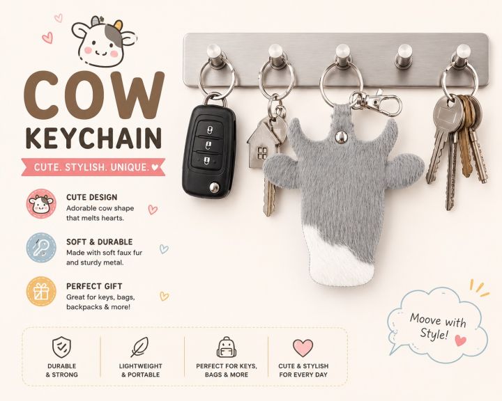 Cow Key Chain with Name