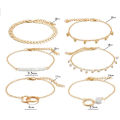 6Pcs/10Pcs set Boho Bracelet Set Women Tassels Leaves Circular Chains Bangle Jewelry. 