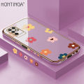 Hontinga for Infinix Note 10 Back Cover（Free Lanyard）Luxury 6D Plating Cartoon Falling Flower Side Pattern Case Soft Silicone Square Phone Cases. 