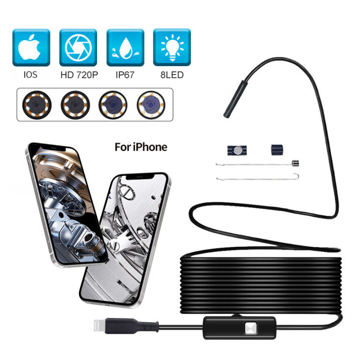 Endoscope Camera for iPhone Borescope Inspection Camera 8.5mm /5.5MM Scope Camera For iOS with Light