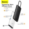 Baseus 6 Port USB Type C HUB, Lite Series HDMI Compatible Docking Station, 1x HDMI, 2xUSB3, 1xType-C PD, SD/TF, Black. 