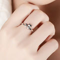 S925 Silver Color Cat Ear Finger Ring Open Design Cute Fashion Jewelry Ring for Women Young Girl Child Gift Adjustable Ring. 