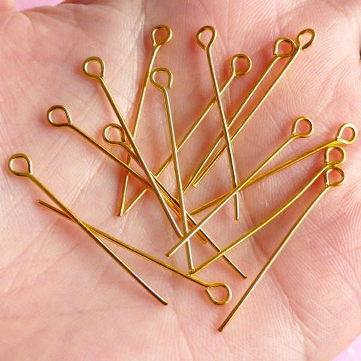 50-60 Pcs/bag 20-50 mm EYE Head Pins DIY Gold/Silver Head Pins For Jewelry Making Accessories