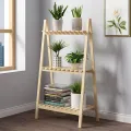 Wooden Plant Stand 2 Tier Foldable Flower Pot Display Shelf Rack Solid Wood Floor Two-layer Storage Balcony Folding Flower Stand. 