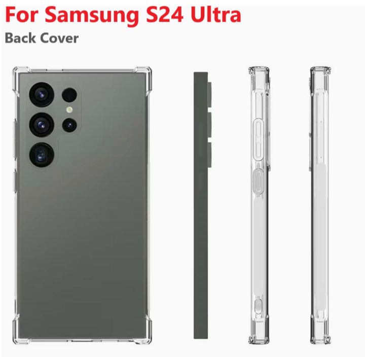 Samsung S24 Ultra Transparent Soft Bumper Clear Back Case, Shockproof TPU, Imported