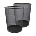 Office living room household round black paper trash can mesh waste bin wire metal decorative waste paper bin. 