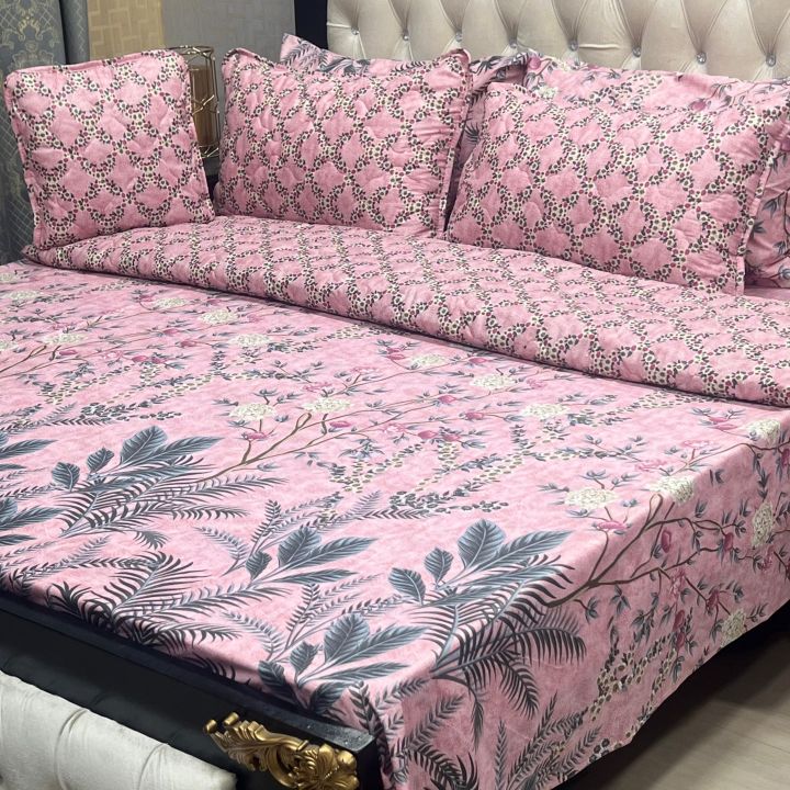 Comforter Set |  Latest Attractive Design 7PC Printed SaloniKa Cotton Comforter Set for Double Bed - Summer Collection, Best Quality, Multi Colors - comforter set - comforter | Available at FANZA