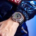 DOM Quartz Electronic Men's Watch, Dark Glow Digital Hands Display Silicone Strap Waterproof Youth Watch. 
