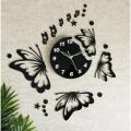 Flying Butterflies Wall Clock with Stars, 3D Self Adhesive Wall Clock, Butterfly Wooden Wall Clock for home for living room for room for bed room for drawing room. 