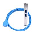 Dual Usb 3.0 Type-A Female Panel Mount To Motherboard Usb 3.0 Internal Idc 20 Pin Header Adapter. 