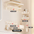Cream style towel rack without punching space aluminum bathroom towel rack bathroom pendant set bathroom toilet. 