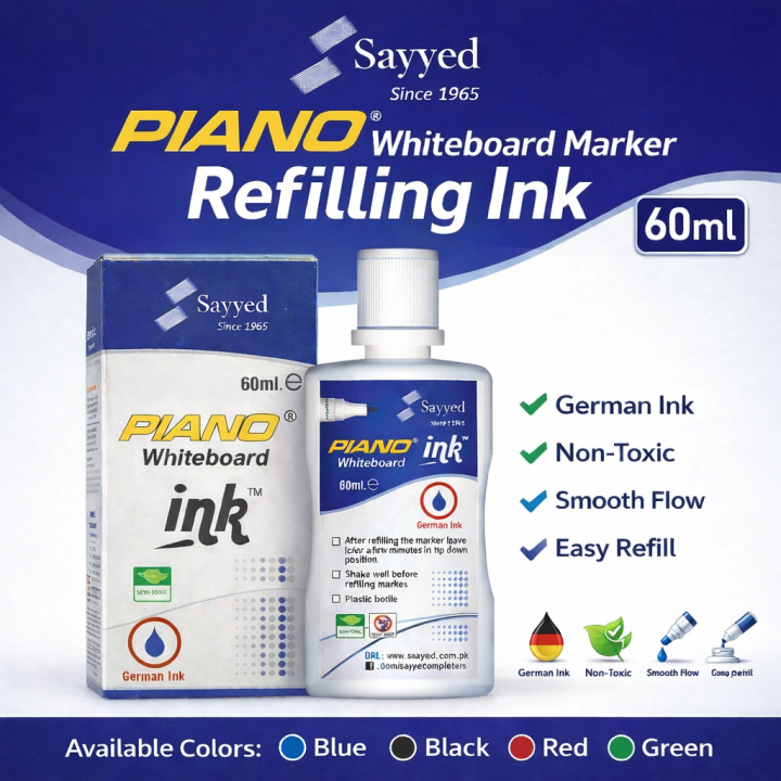 Piano Ink PIANO Whiteboard Marker Refilling Ink 60ml - Premium German Ink ...