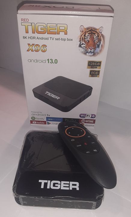 Tiger Android TV BOX 8GB RAM 128GB ROM 2.4Gl WIFI USB 3.0 4K Top Box
