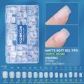 KOSKOE 300pcs Matte Soft Gel Tips Press on False Nails Nails Full Cover Short Almond Oval Coffin Square For Nail Extension. 