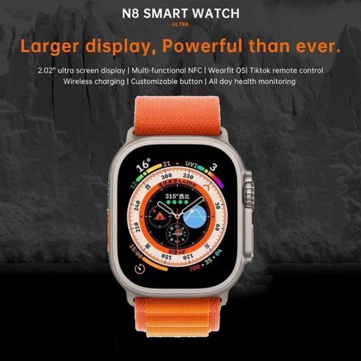 N8 Ultra Smart Watch 49 mm  | Full Display | Bluetooth Calling | Wireless Charging | Nikey Straps | Bluetooth Calling