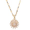 Luxury Sunflower Double-layer Rotatable Sunflower Necklace for Women Chain Stainless Steel Jewelry Accessory Wedding Party Gifts. 