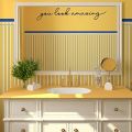 4 Pieces Quote Mirror Decals Set Hello Beautiful Decal Hello Gorgeous Mirror Sticker You Look Amazing Mirror Decals Door Greeting Vinyl Stickers for Mirror Bathroom Home Decor (Black). 