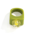Trendy Colourful Transparent Resin Rings Clear Geometric Square Shape Acrylic Rings for women. 