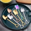 2Pcs Shovel Spoons Stainless Steel Spoon Reusable Dessert Spoons for Coffee Tea Ice Cream Fruit Sugar Cake. 