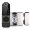 Waterproof Keyless Lock Tuya Smart Security lock Smart WiFi tuya biometric Wifi Password Digital Fingerprint Exterior Rim Door Lock- Electric rim lock - door lock - main gate lock 12V DC with fingerprint unlock - Biometric Unlock - password unlock keys. 