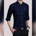 Men's Oxford Thai-Chambray Premium Quality Formal Shirt-Dark Blue. 