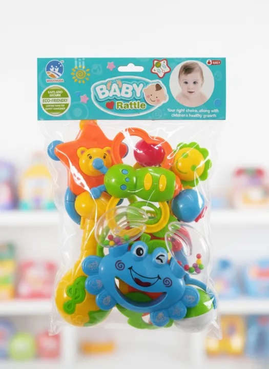 Baby Rattle Toys Set for Newborns & Infants | 6 Pcs Soft Sound ...