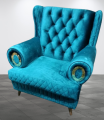 1 Modern Sofa Chair Tufling Designe One Seater Fabric Blue Velvet With Free 1 Cousion Colour {{Special Offer Available }}. 