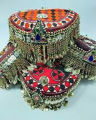 Afghani Tribal Matha Patti with Knitted Cap – Cultural Taqiyah Hat with Pendant for Women. 